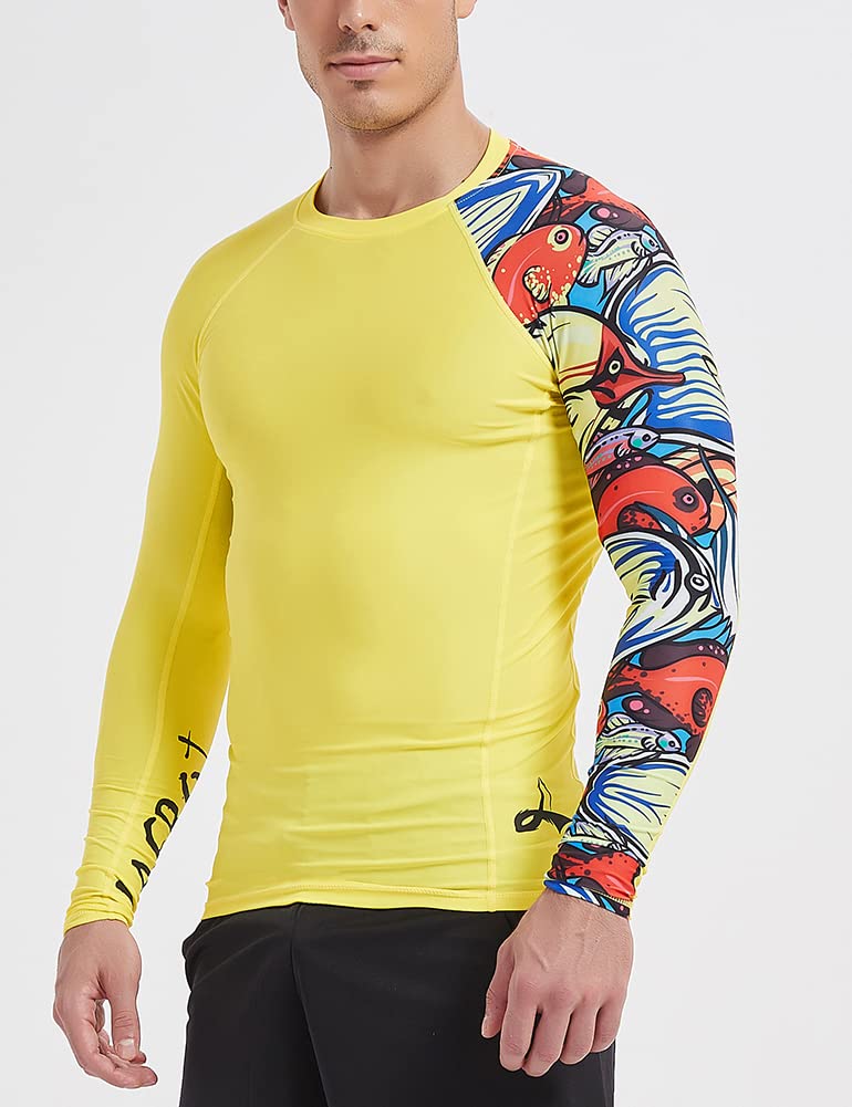 LAFROI Men's Long Sleeve UPF 50+ Baselayer Skins Performance Fit Compression Rash Guard-CLYYB Asym Pops Size LG - Image 5